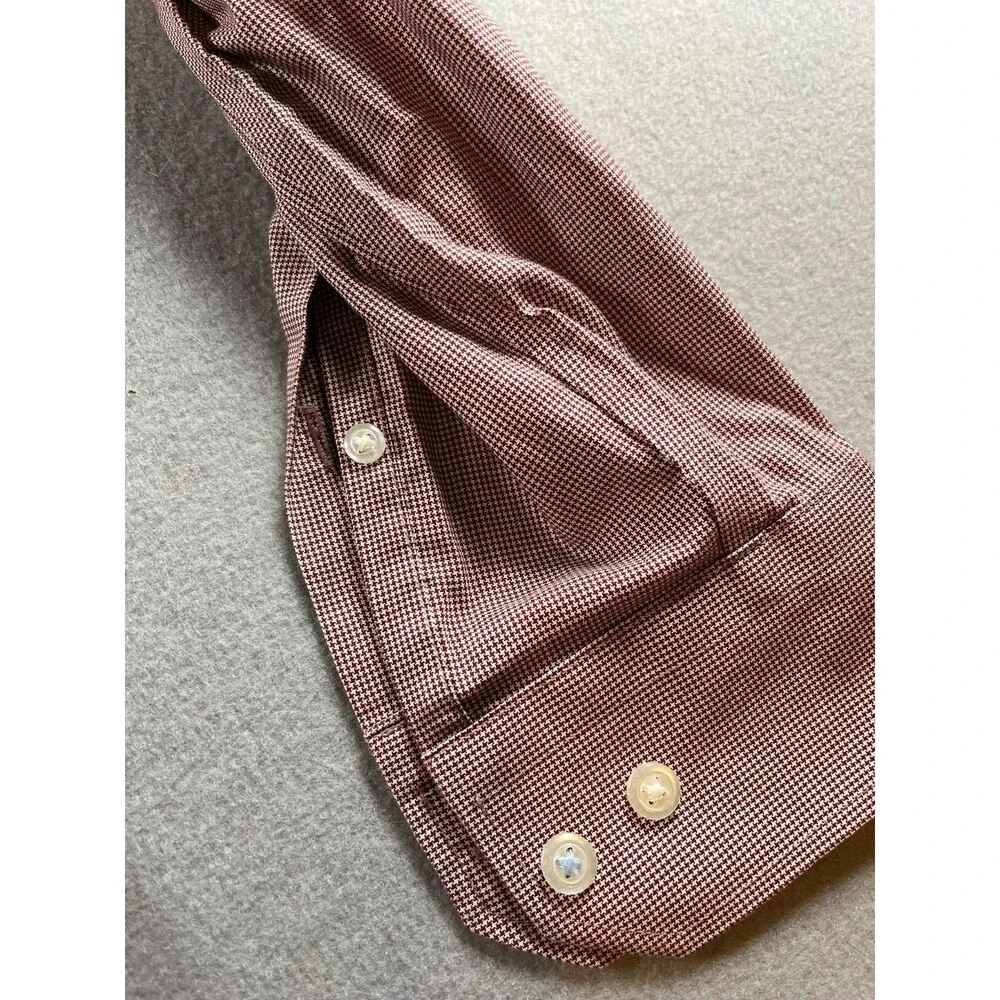 M Banan Republic No Iron cotton slim fit cranberry houndstooth